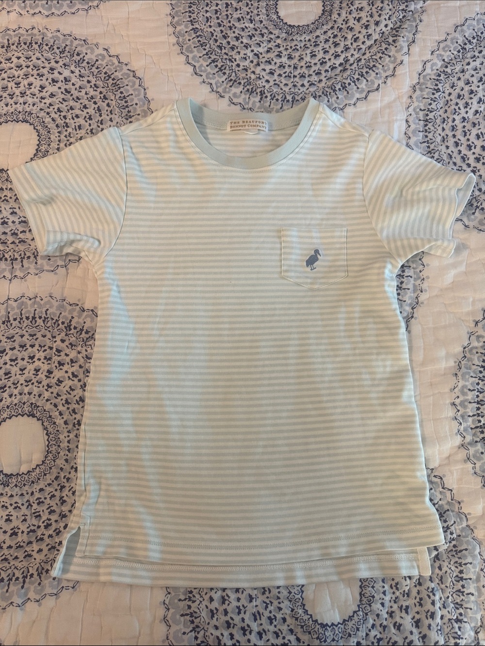 BBC Pale Blue & White Striped Pocket Tee